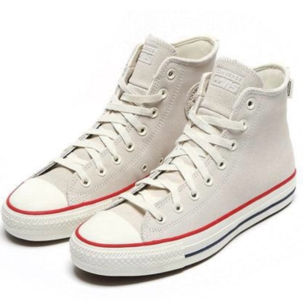 Converse All Star Hi Tops shoes sneakers ivory white faux suede upper women’s 9 - Picture 1 of 6